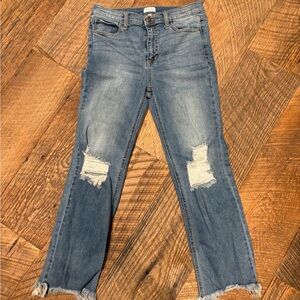 Sneak Peek Cropped Distressed Skinny Jeans Raw Hem Size 9/29